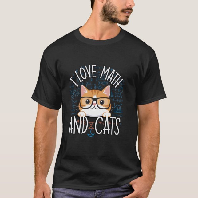 T-shirt J'adore les maths et les chats Mignon Prof Nerdy É (Devant)