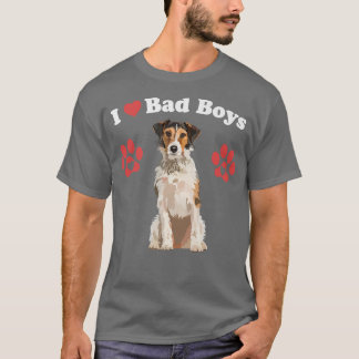 T-shirt J'ADORE LES MAUVAIS GARÇONS Drôle Homme Fo Terrier