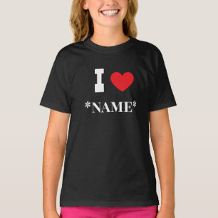 T-shirt J'adore les noms personnalisés pour couples, amis