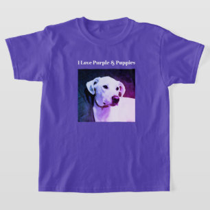 T-shirt J'adore les photos de chiens mignons violets et ch