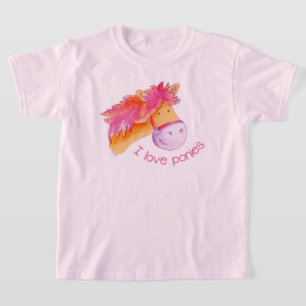 T-shirt J'adore les poneys whimsy horsey rose orange
