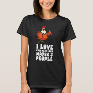 T-shirt J'adore les poulets et peut-être 3 personnes