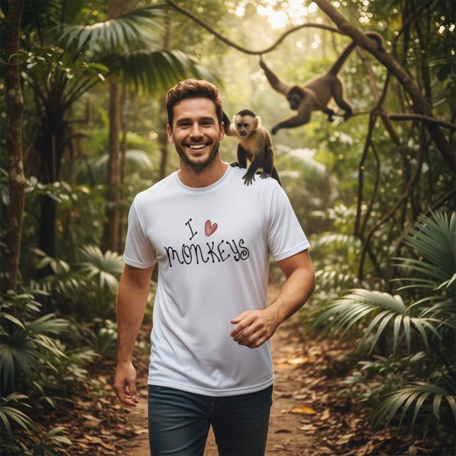 T-shirt J'adore les singes, typographie manuscrite mignonn (Créateur téléchargé)