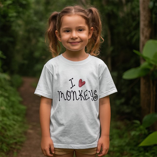T-shirt J'adore les singes, typographie manuscrite mignonn (Créateur téléchargé)