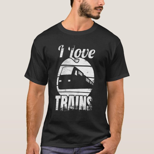 T-shirt J'adore les trains ferroviaires (Devant)