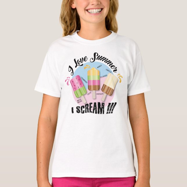 T-shirt J'adore l'été - Je crie !!!  (Devant)