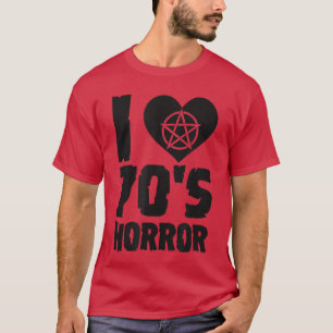 T-shirt J'adore l'horreur des années 70 Pentagramme du cœu