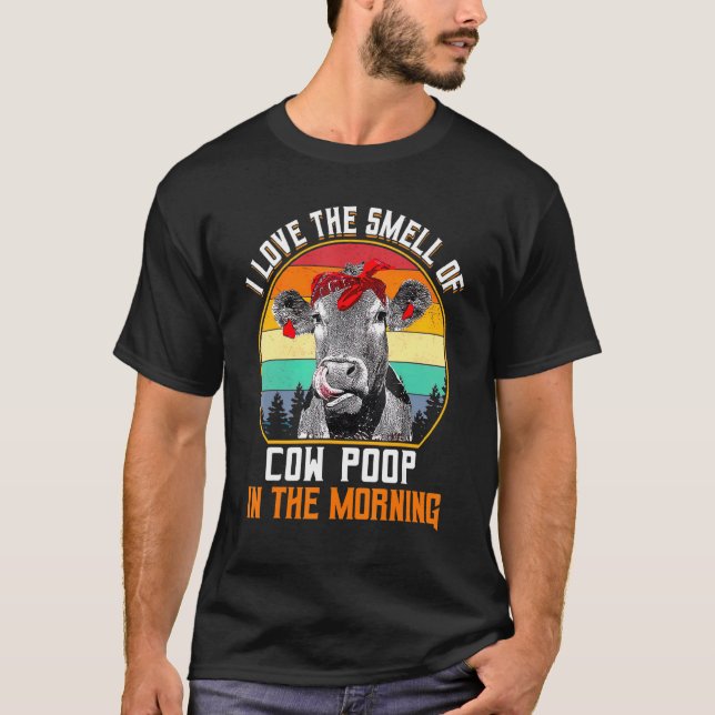 T-shirt J'adore l'odeur de la bouse de vache le matin  Vac (Devant)