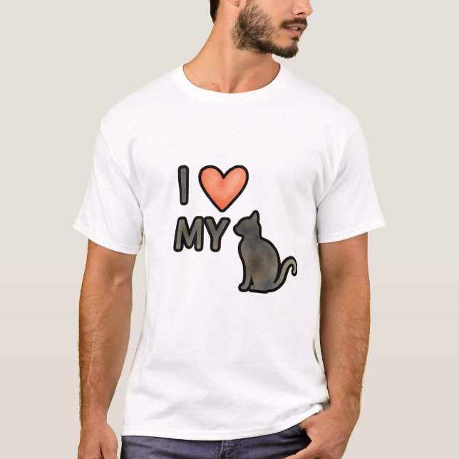 T-shirt J'adore Ma chemise de chat drôle Conception d'amou (Devant)