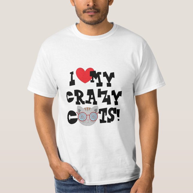 T-shirt J'adore mes chats fous !  (Devant)