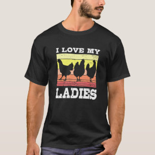 T-shirt J'adore mes dames ! Porte-poulets et paysans Poule