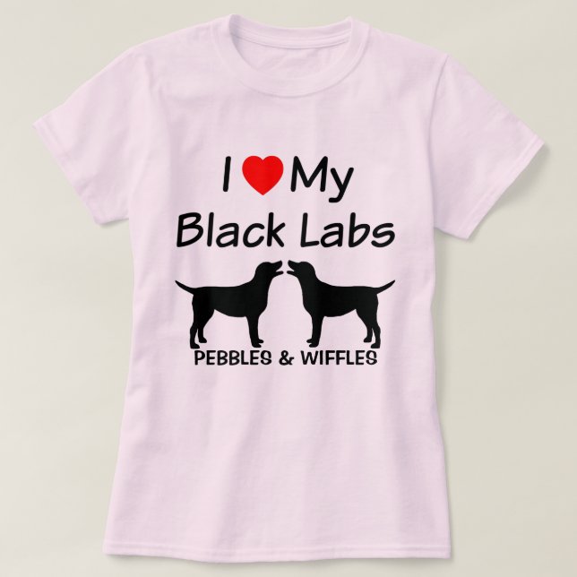 T-shirt J'adore mes deux Black Labs (Design devant)