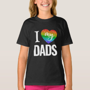 T-shirt J'adore mes papas Rainbow Heart Pride Fête des p
