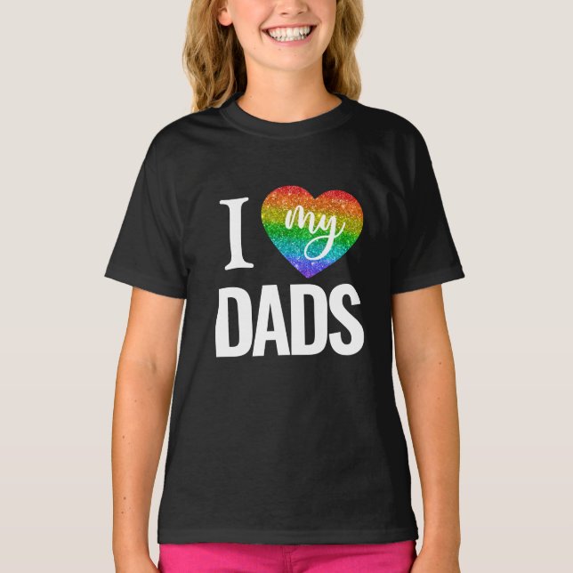 T-shirt J'adore mes papas | Rainbow Heart Pride Fête des p (Devant)