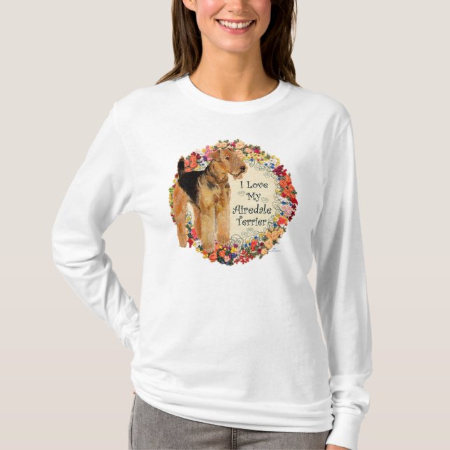 T-shirt J'adore mon Airedale (Devant)