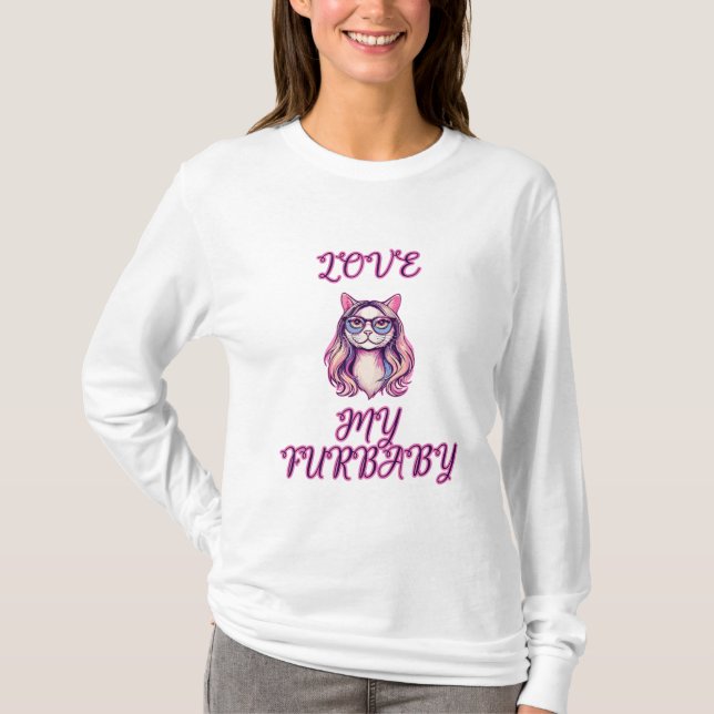 T-shirt J'adore mon bébé à fourrure Design pour parents d' (Devant)