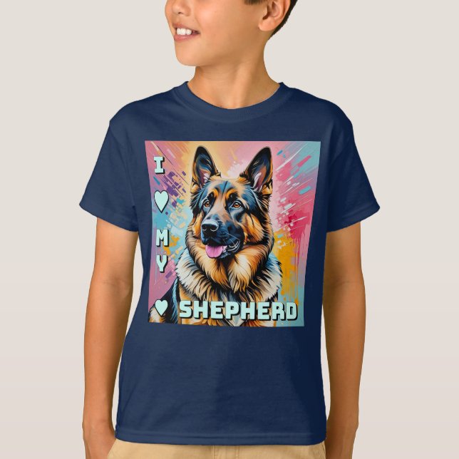 T-shirt J'adore mon berger allemand (Devant)