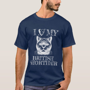 T-shirt J'adore mon British Shorthair, empreintes de patte