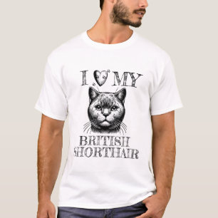T-shirt J'adore mon British Shorthair, empreintes de patte