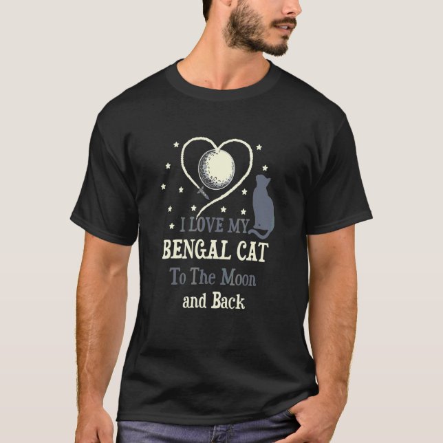 T-shirt J'adore mon chat Bengal jusqu'à la lune     Chat   (Devant)