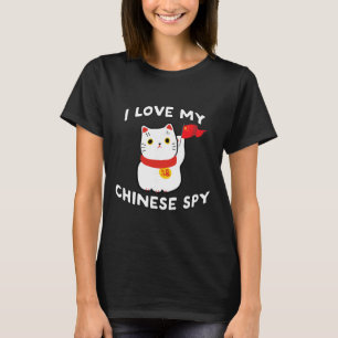 T-shirt J'adore mon chat espion chinois pour hommes et fem