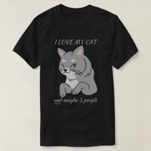 T-shirt J'ADORE MON CHAT ET PEUT-ÊTRE 3 PERSONNES mignonn