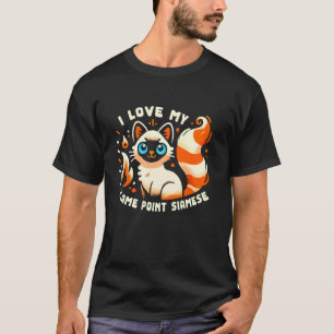 T-shirt J'adore mon chat persan siamois pointe flamme
