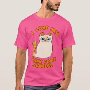 T-shirt J'adore mon chat siamois à pointes de flamme Dessi