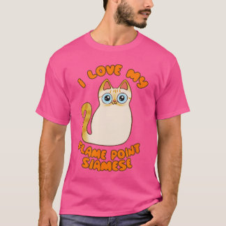T-shirt J'adore mon chat siamois à pointes de flamme Dessi