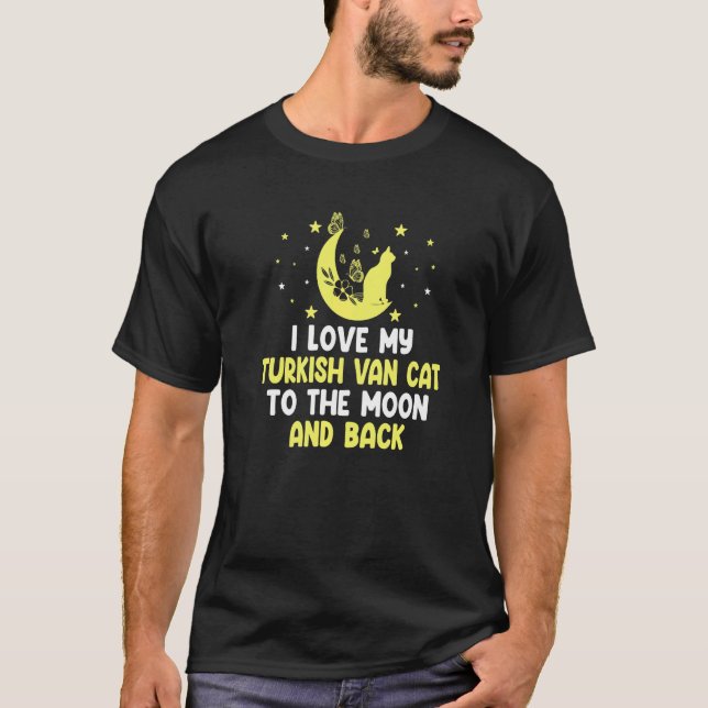 T-shirt J'adore mon chat Turkish Van jusqu'à la lune  Chat (Devant)