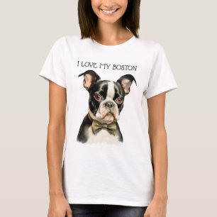 T-SHIRT J'ADORE MON CHIEN BOSTON TERRIER