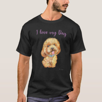 T-shirt J'adore mon chien chiots caniches mignons