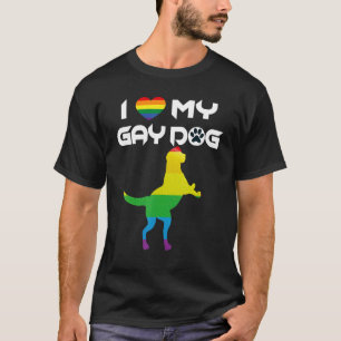 T-shirt J'adore mon chien gay Rainbow Pride LGBT Chiens