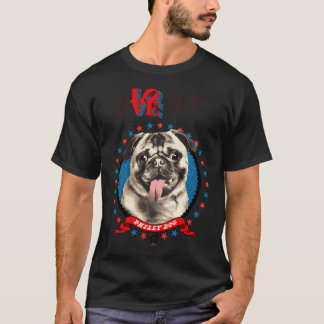 T-shirt J'adore mon chien Philly (Pug)