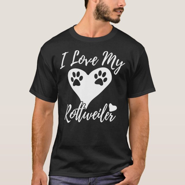 T-shirt J'adore mon chien Rottweiler (Devant)