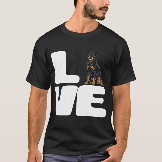 T-shirt J'adore mon chien Rottweiler (Devant)