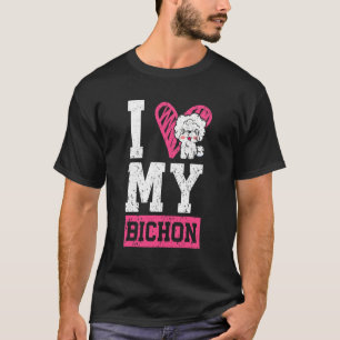 T-shirt J'adore mon chiot Bichon Frise aux cheveux bouclés