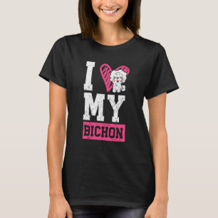 T-shirt J'adore mon chiot Bichon Frisé aux cheveux bouclés