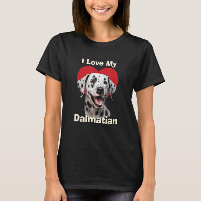 T-shirt J'adore mon chiot dalmate (Devant)