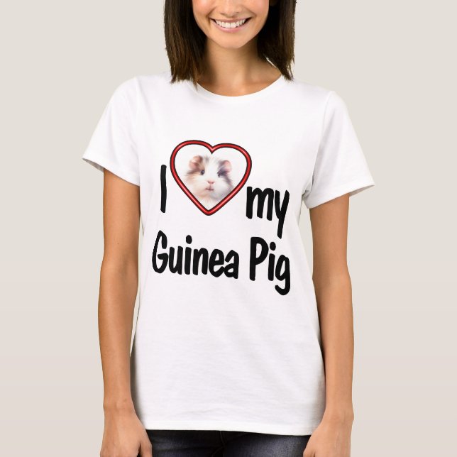 T-shirt J'adore mon cochon d'Inde - Cadre photo cœur rouge (Devant)