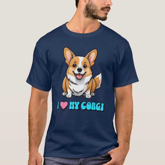 T-shirt J'adore mon Corgi (Devant)