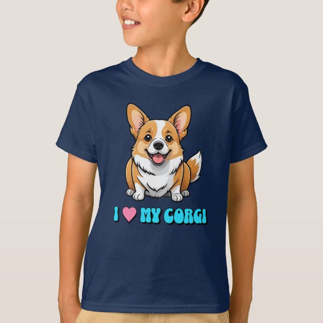 T-shirt J'adore mon Corgi (Devant)