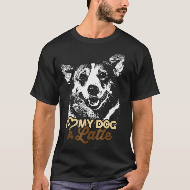 T-shirt J'adore mon corgi un grand café (Devant)
