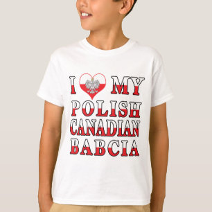 T-shirt J'adore mon drapeau canadien polonais Babcia