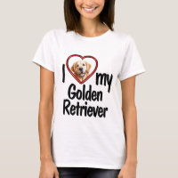 J'adore mon Golden Retriever Cadre Photo Cœur Mign