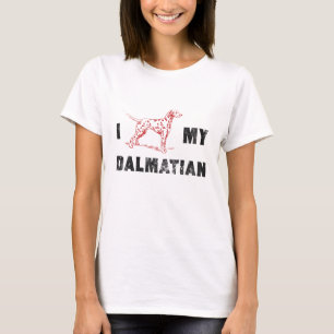 T-shirt J'adore mon graphique de chien dalmatien tacheté