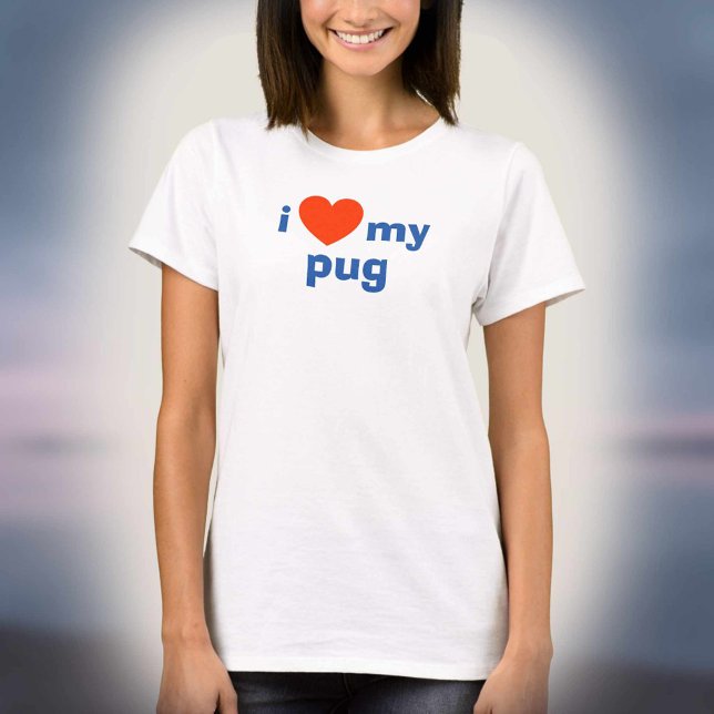 T-shirt J'adore mon Pug (Créateur téléchargé)