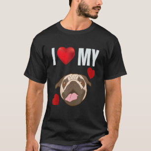 T-shirt J'adore mon pug Mignon adorable pug bouledogue né