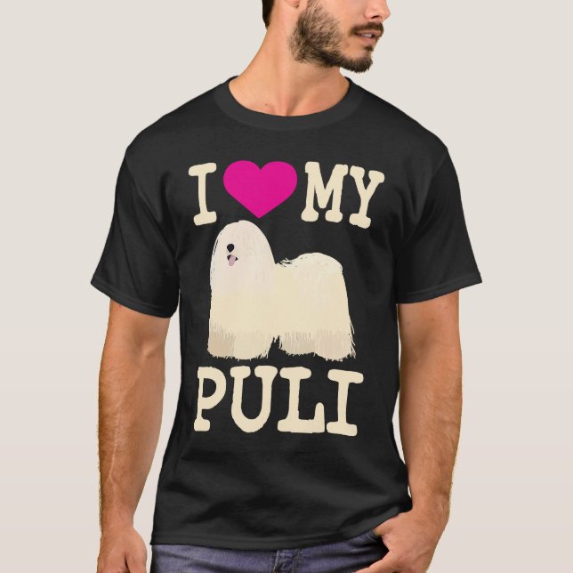 T-shirt J'adore mon Puli Chien à dreadlocks Puli hongrois  (Devant)