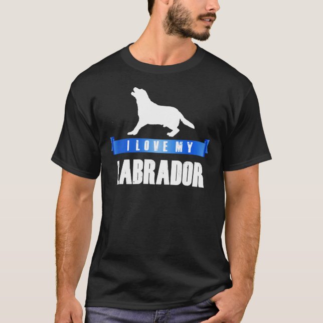 T-shirt J'adore mon ruban bleu Labrador (Devant)